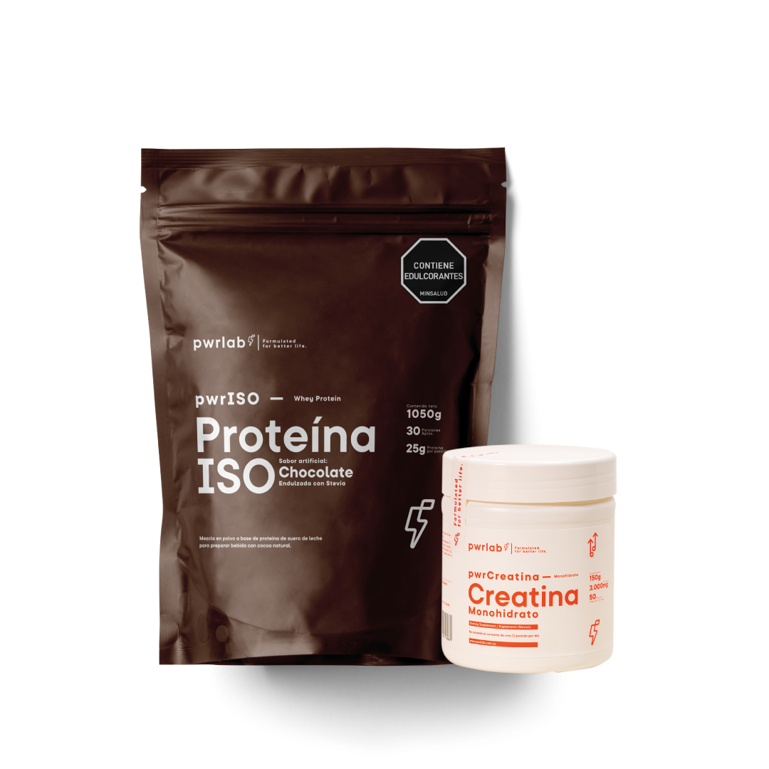 Fuerza y recuperación - Proteína ISO Chocolate 1050g (30 servicios) + Creatina 150g