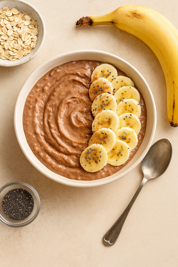 Porridge proteico de cacao y banano