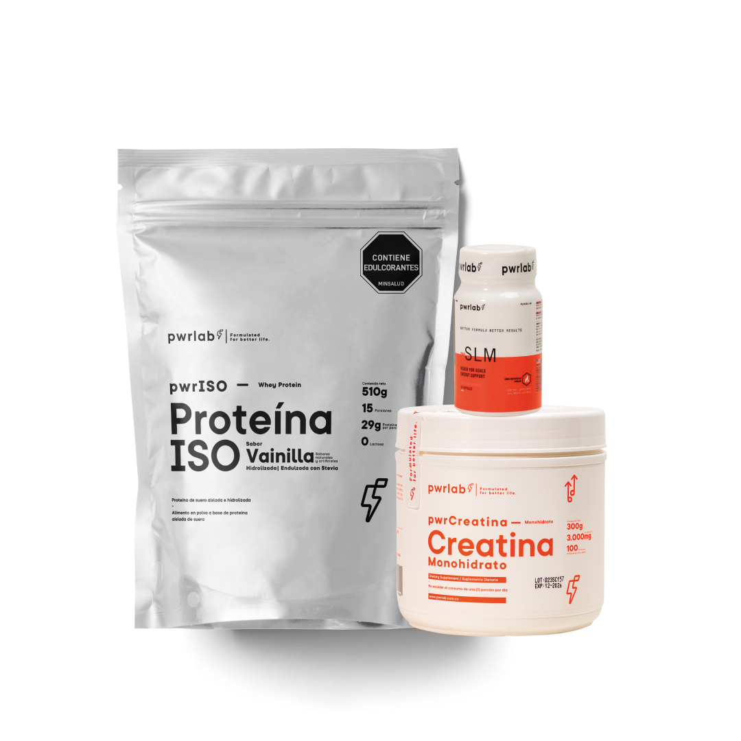 Proteína ISO Vainilla 510g (15 servicios) + Creatina 300g + Slm