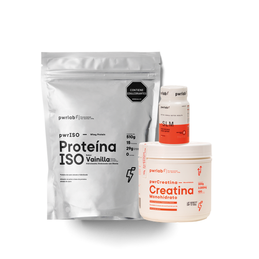 Proteína ISO Vainilla 510g (15 servicios) + Creatina 300g + Slm