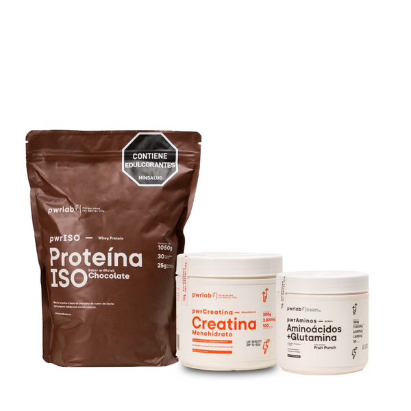 Mejor rendimiento - Proteína ISO Chocolate 1050g + Aminoácidos + Glutamina 384g + Creatina 300g