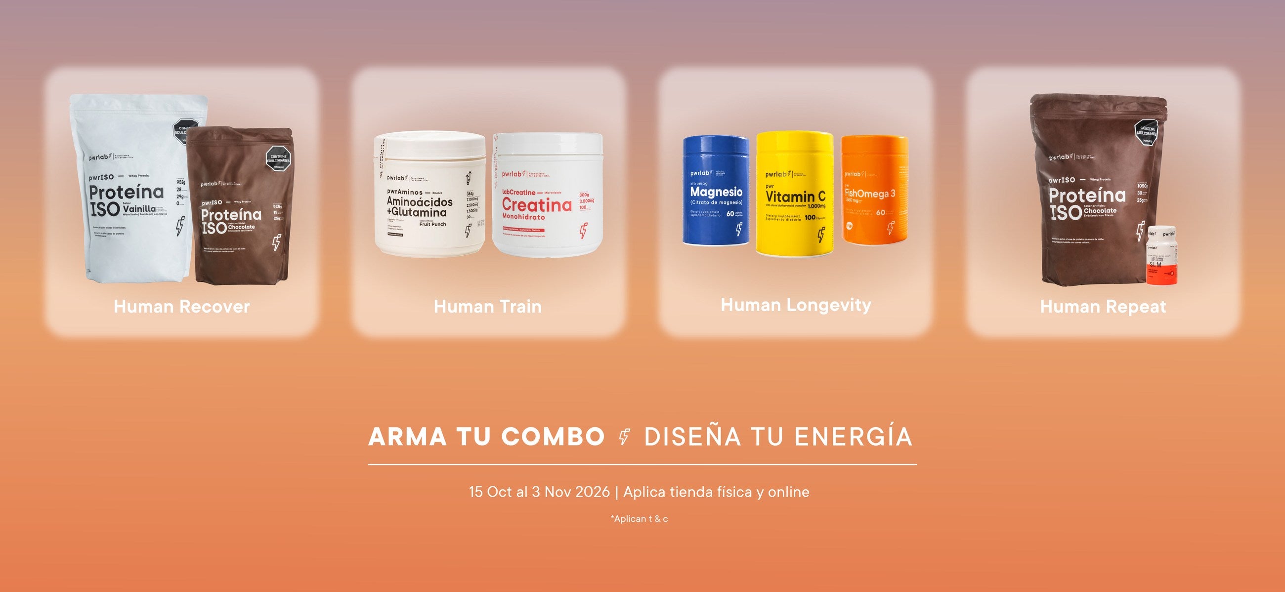 Combos Human Recover, Human Train, Human Longevity y Human Repeat